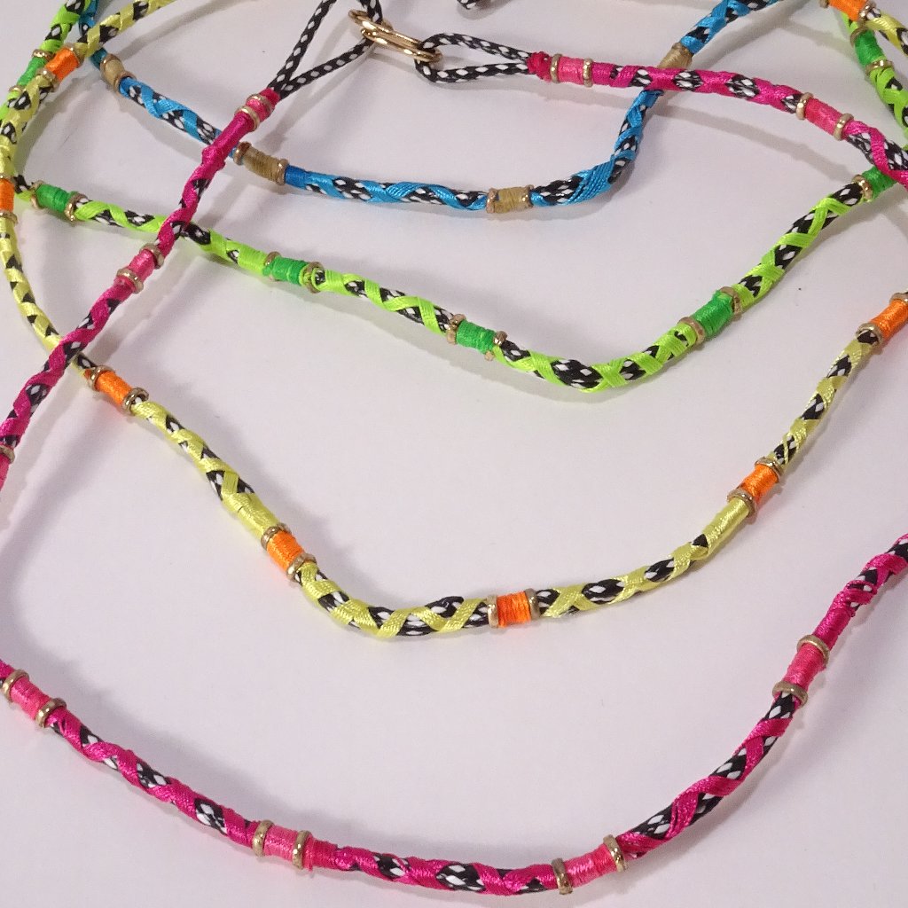 Gap Braided Check Gold Ring Poet Hook Necklace Rainbow Nwt 48 Set Of 4 Necklaces